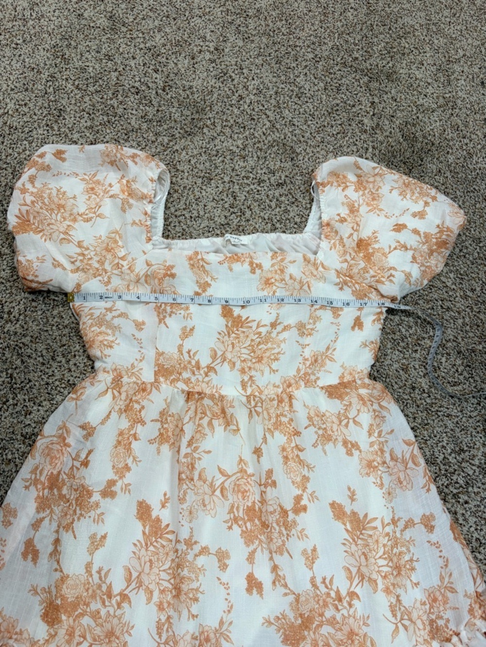 Blu Pepper Cream Floral Puff-Sleeve Mini Dress Size Large - Picture 6 of 10